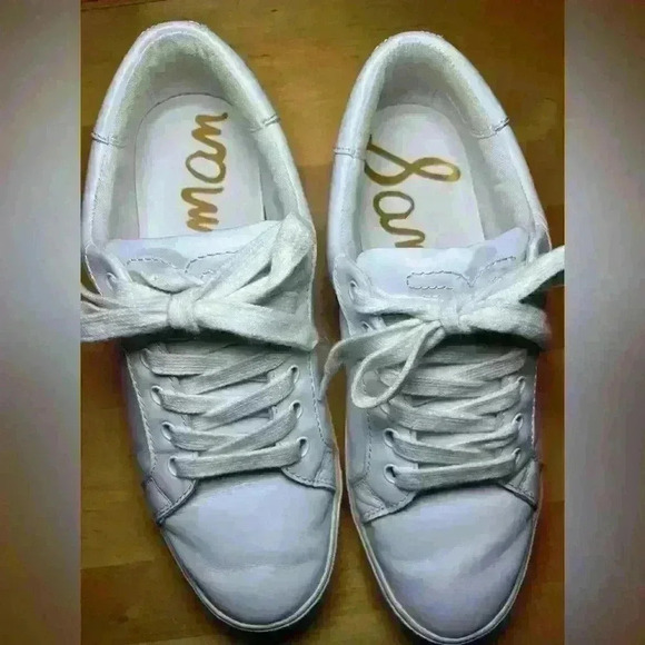 Sam Edelman Ethyl Sneakers, White Leather, Lace-up Tennis Shoes, Women's Size 8 - Picture 3 of 13